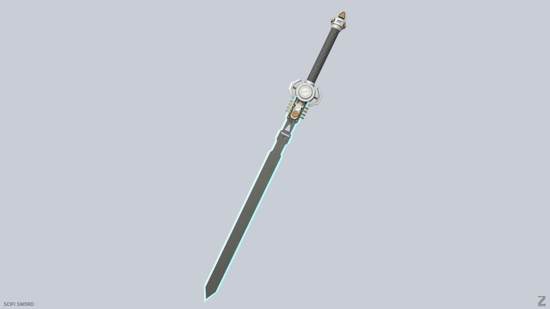 Scifi sword Low-poly 3D model_8