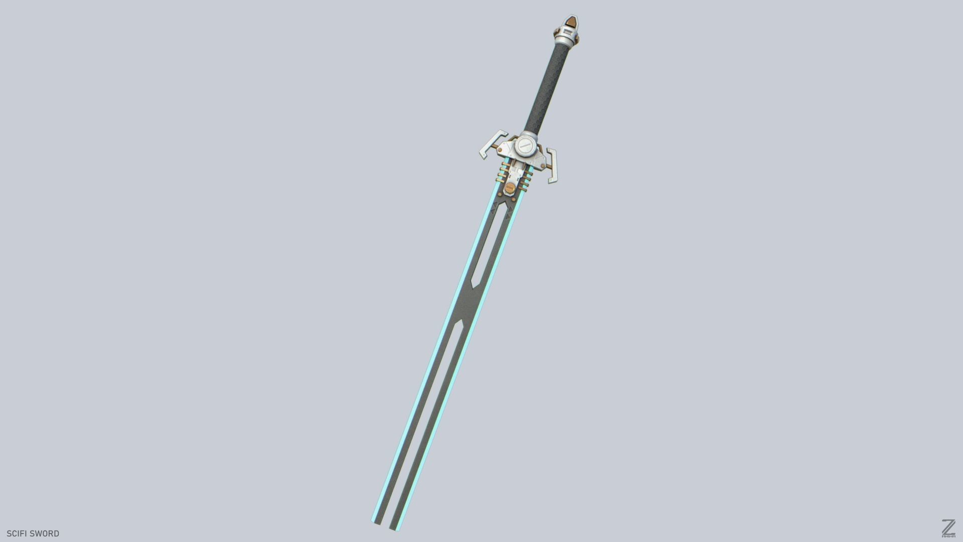 Scifi sword Low-poly 3D model_8