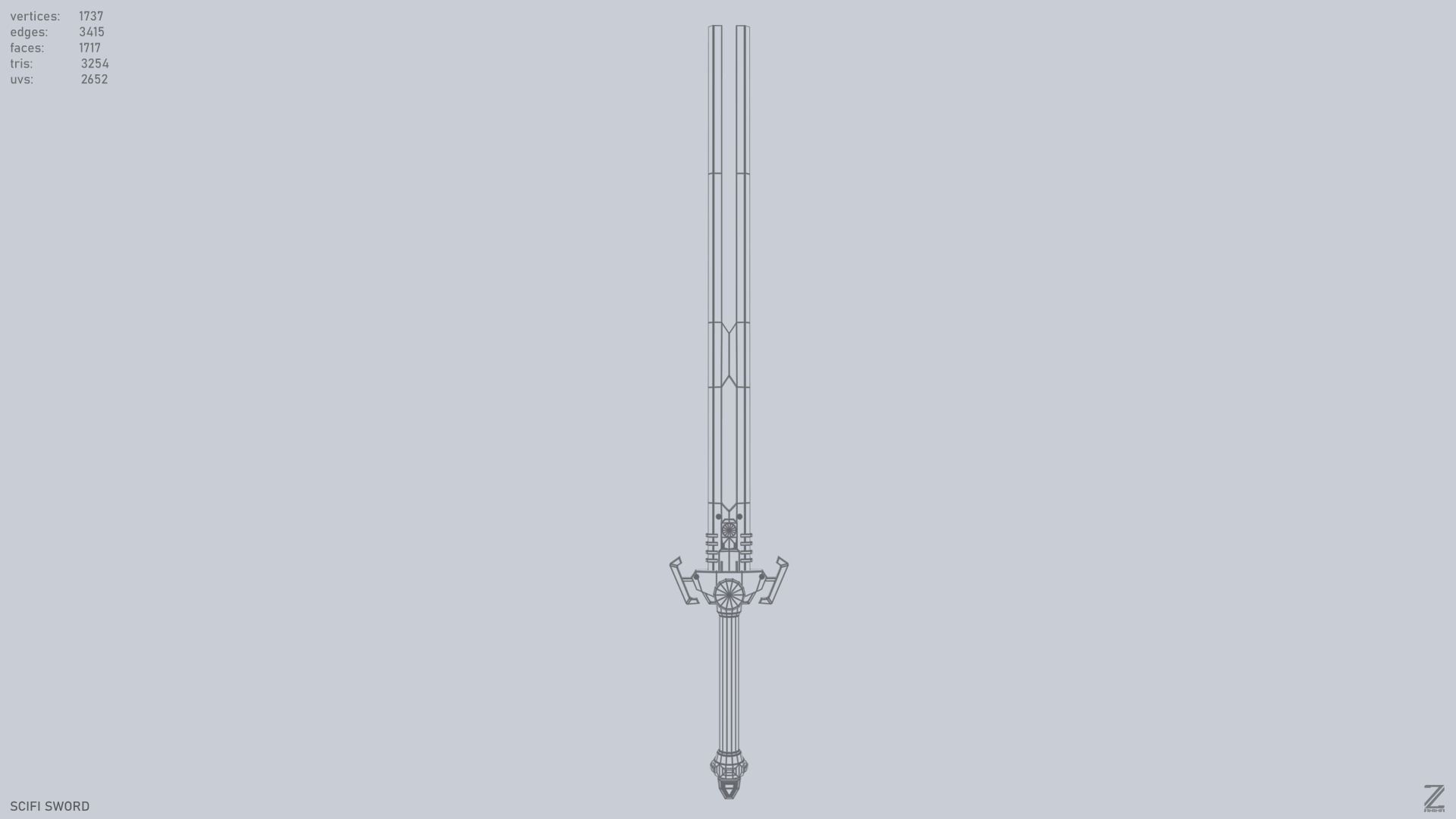 Scifi sword Low-poly 3D model_9