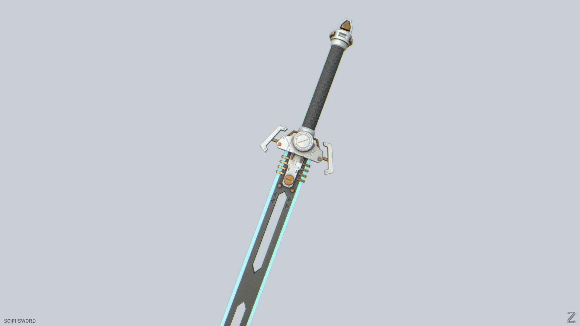 Scifi sword Low-poly 3D model_7