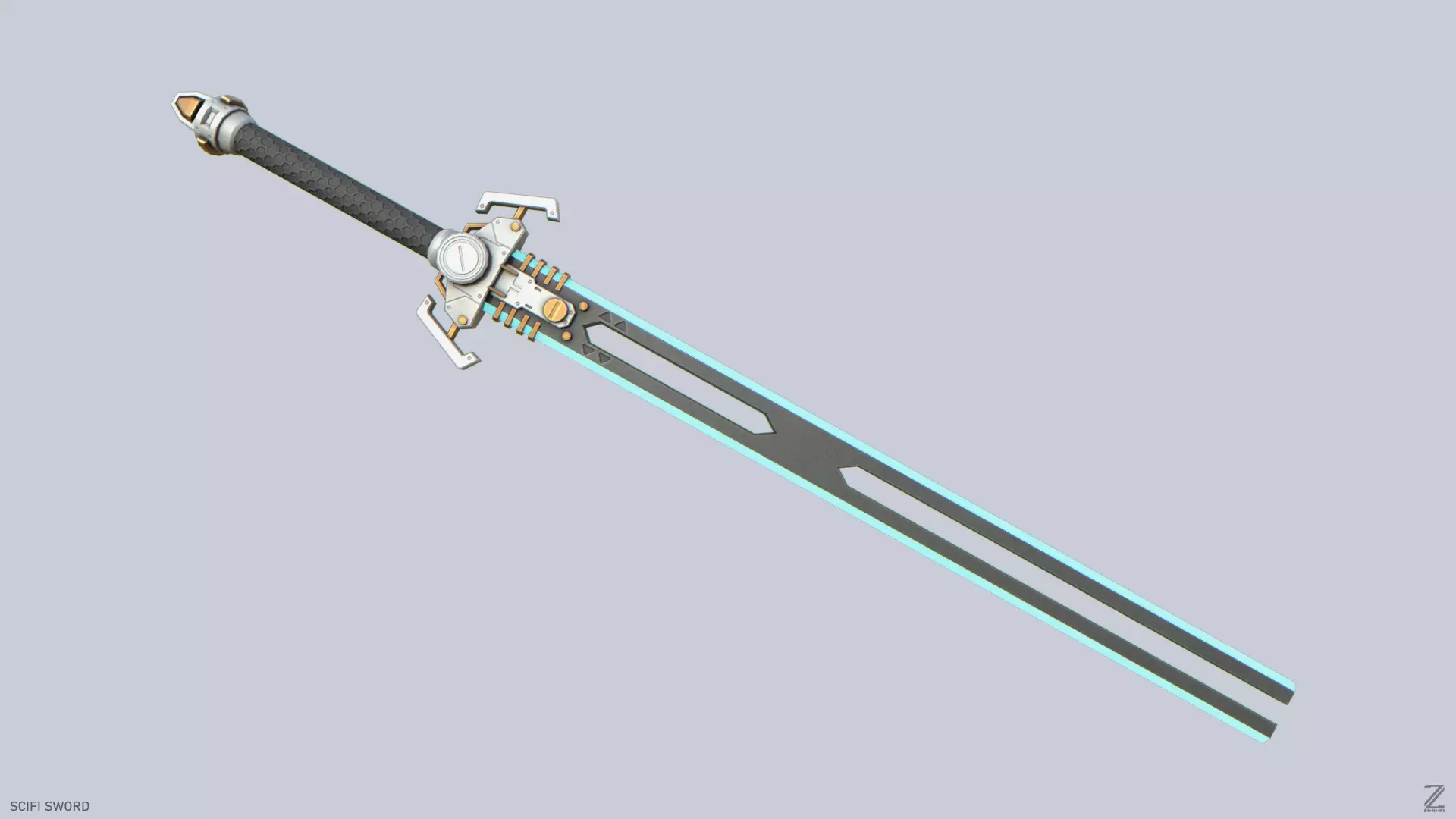 Scifi sword Low-poly 3D model_0