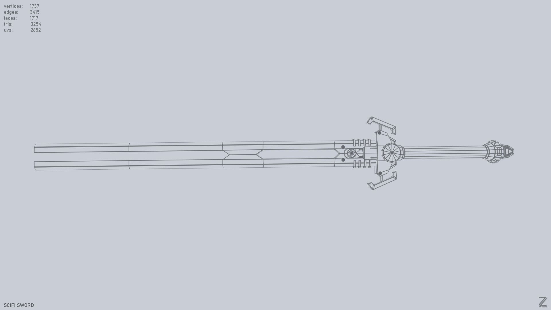 Scifi sword Low-poly 3D model_11