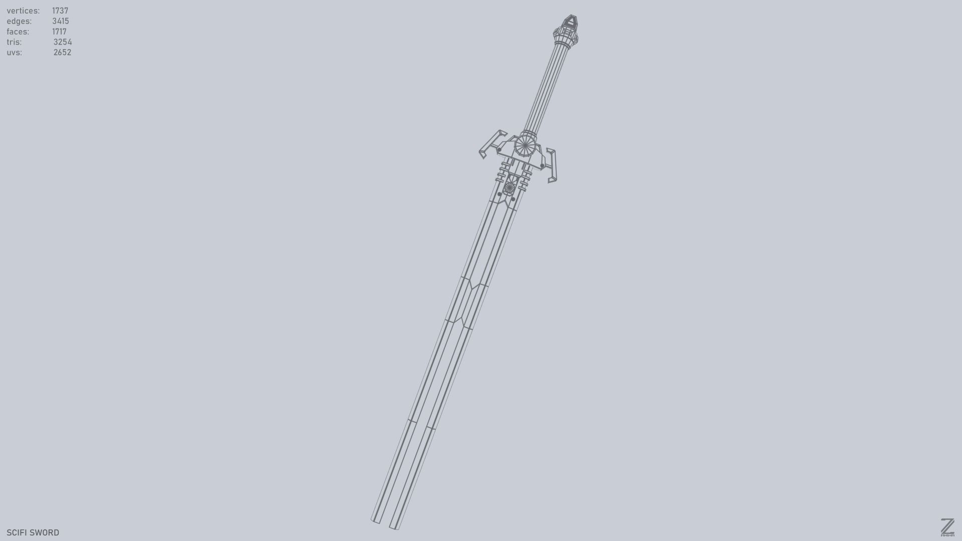 Scifi sword Low-poly 3D model_3