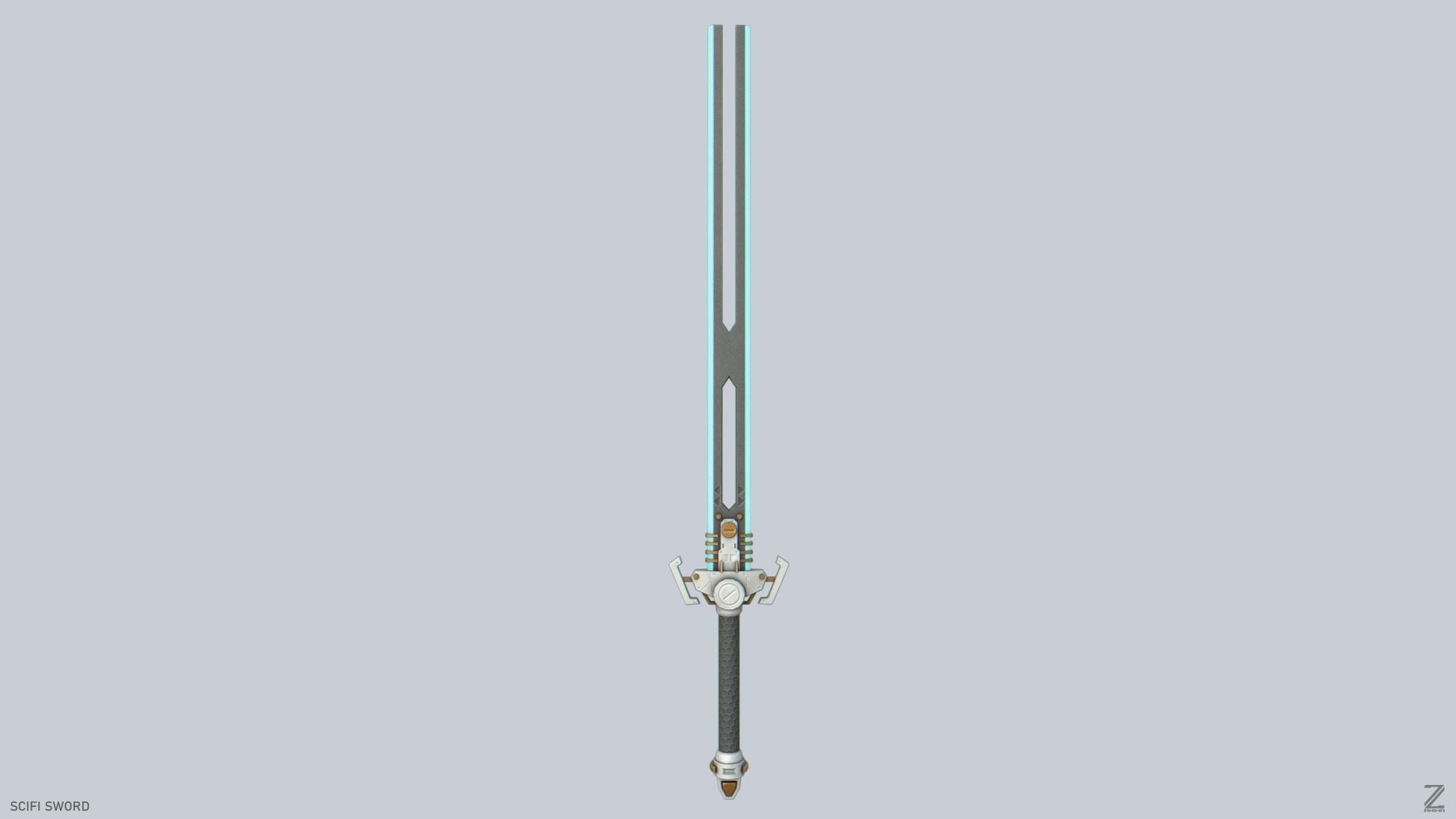 Scifi sword Low-poly 3D model_4