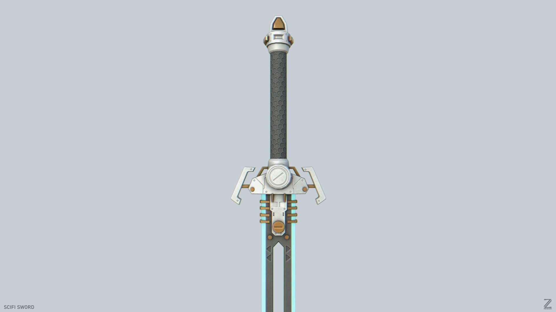Scifi sword Low-poly 3D model_5