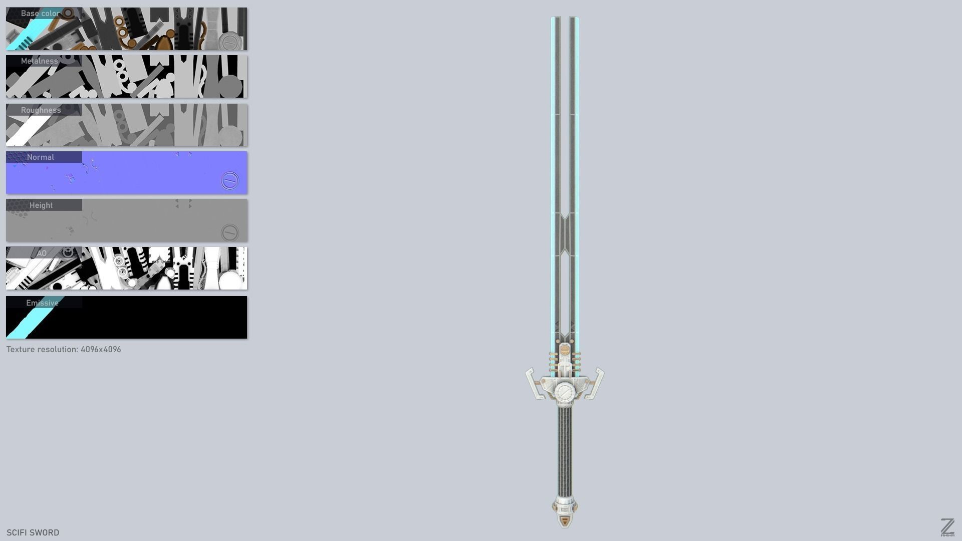 Scifi sword Low-poly 3D model_2