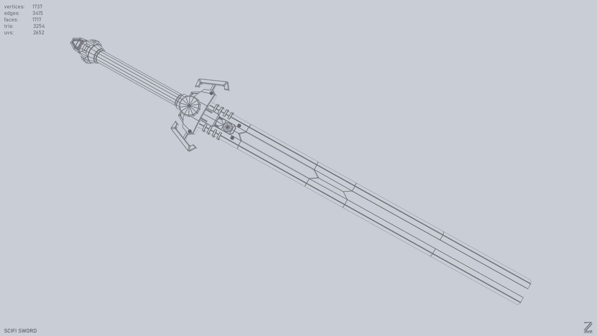 Scifi sword Low-poly 3D model_10