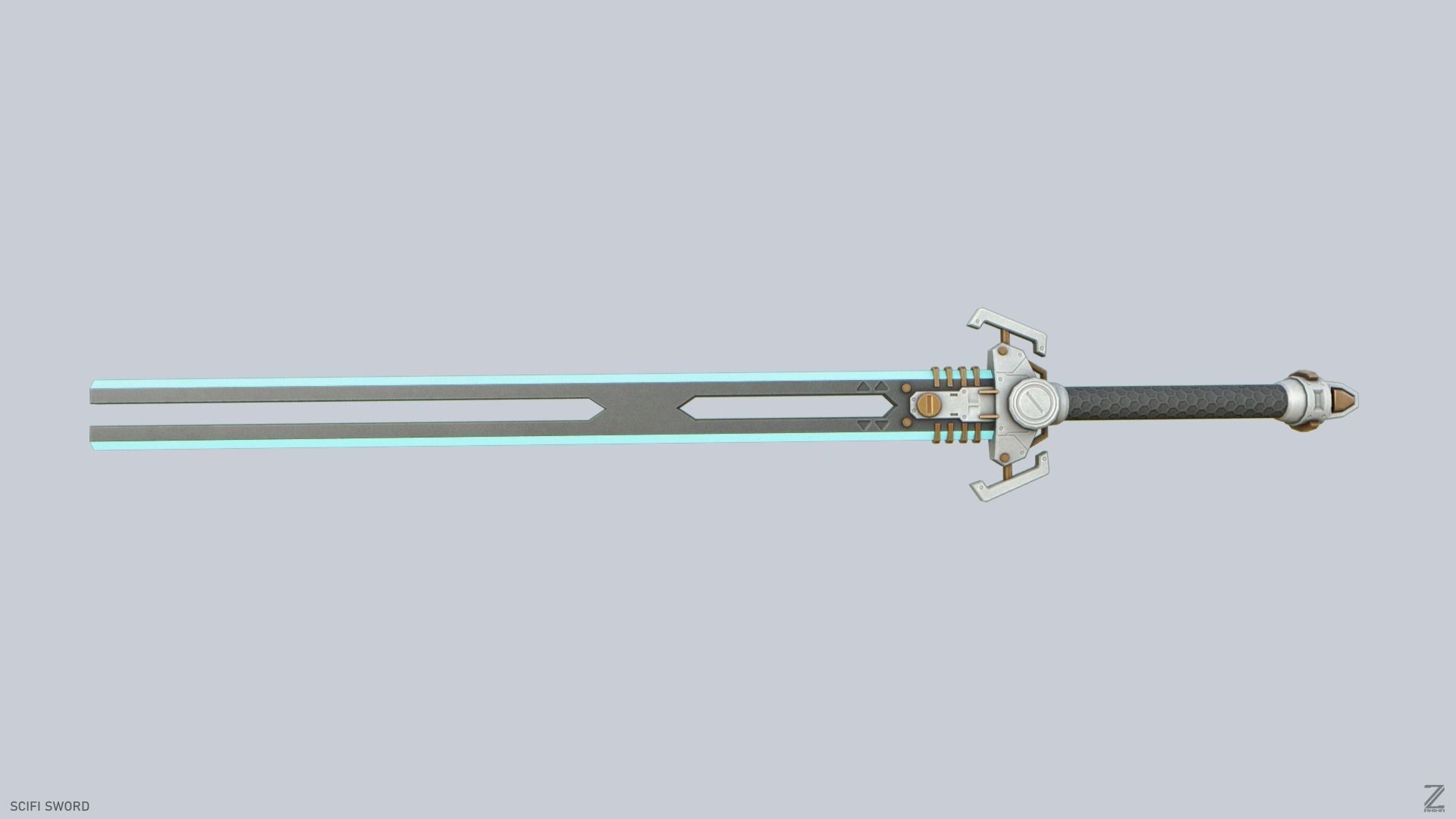 Scifi sword Low-poly 3D model_1