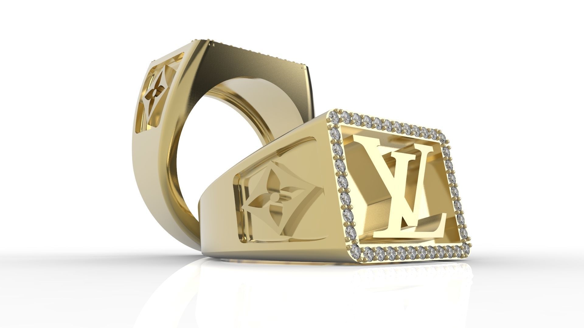 Louis vuitton LV ring men man gems 3D print model_20