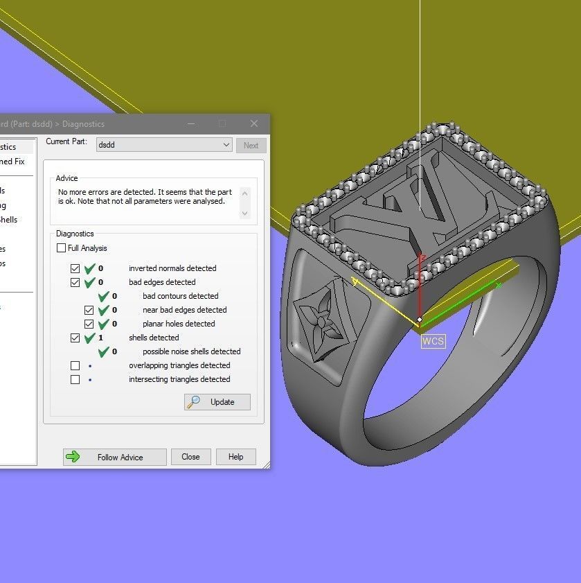 Louis vuitton LV ring men man gems 3D print model_7