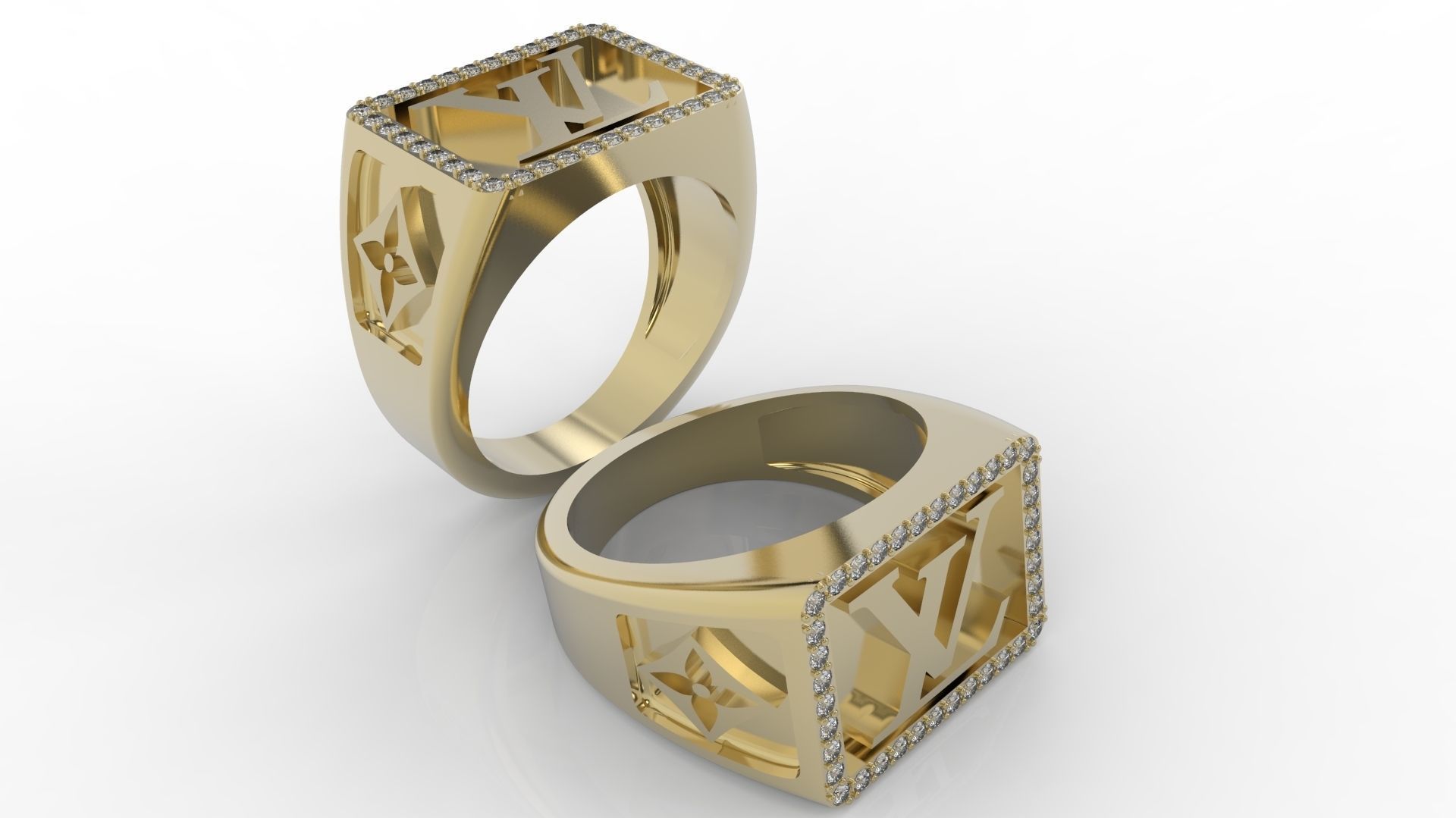 Louis vuitton LV ring men man gems 3D print model_38