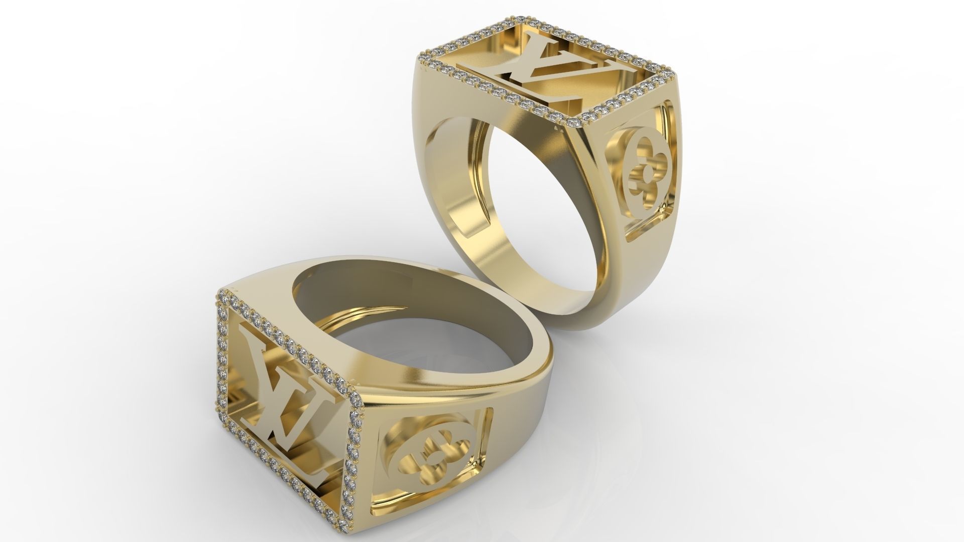 Louis vuitton LV ring men man gems 3D print model_35