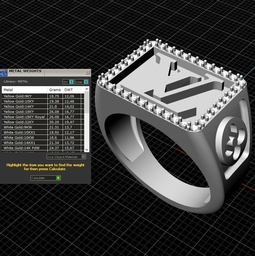 Louis vuitton LV ring men man gems 3D print model_6