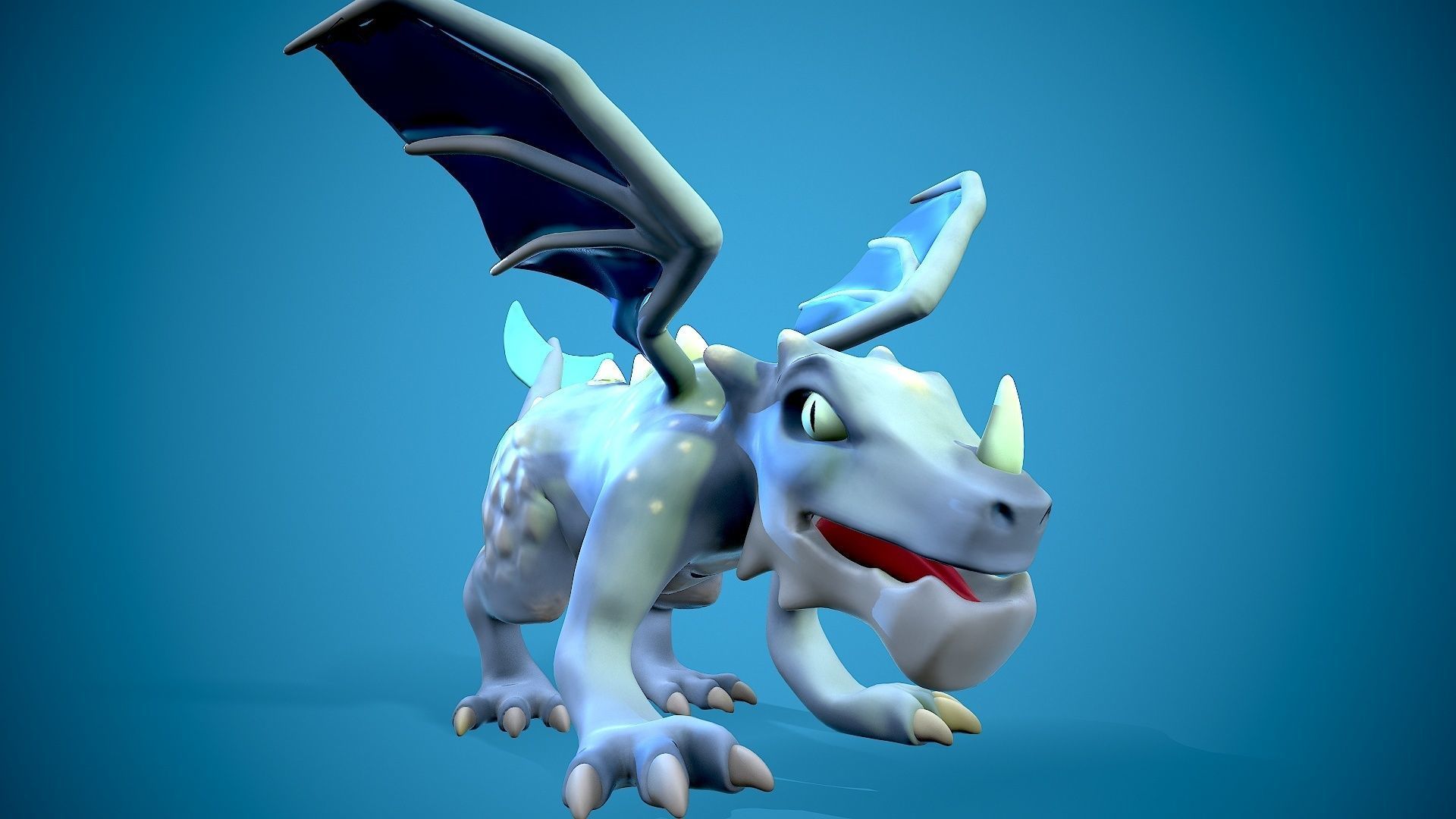 cartoon frost dragon Low-poly 3D model_3
