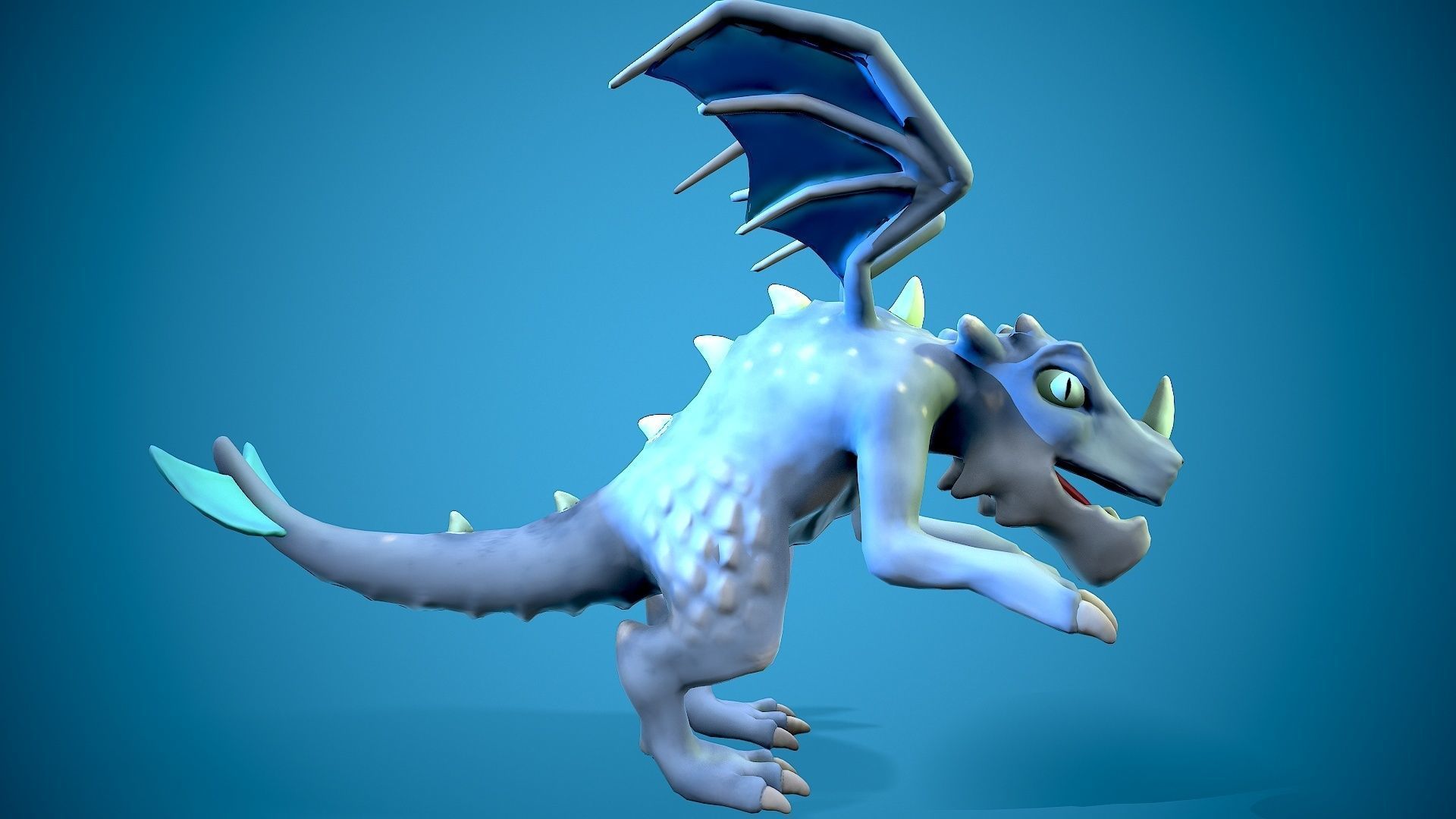 cartoon frost dragon Low-poly 3D model_6