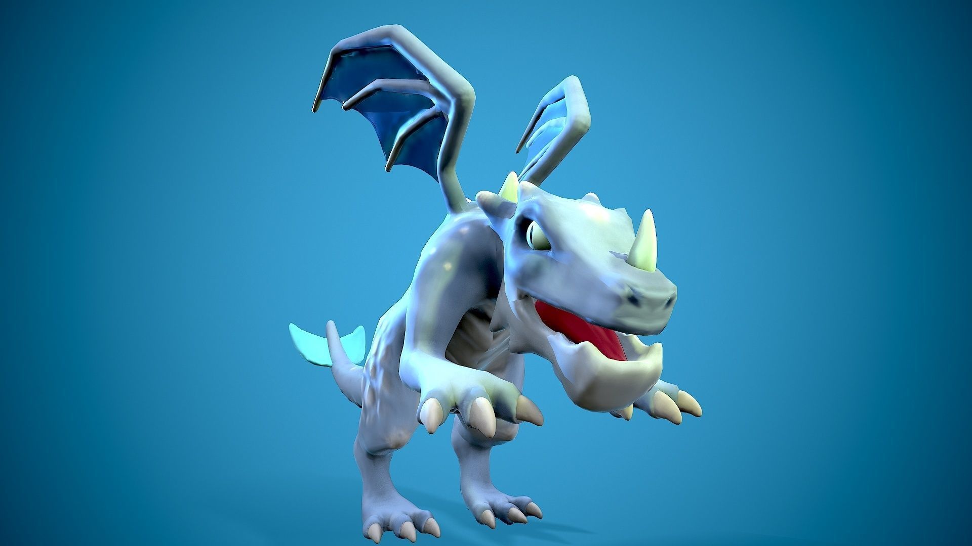 cartoon frost dragon Low-poly 3D model_10