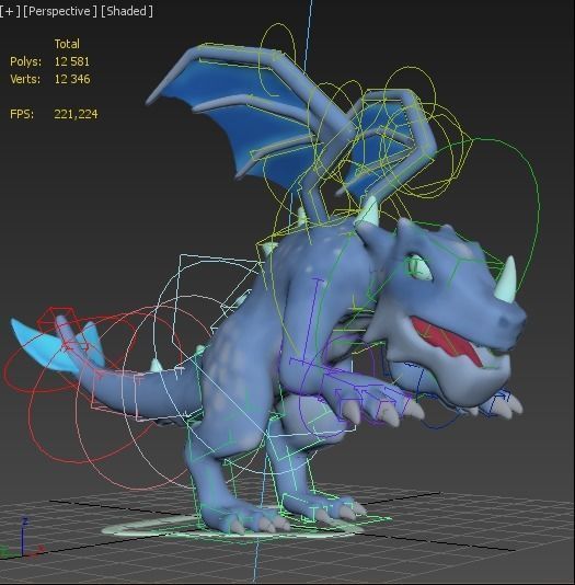cartoon frost dragon Low-poly 3D model_11