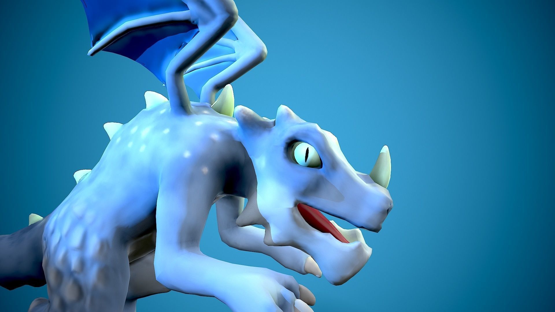 cartoon frost dragon Low-poly 3D model_9
