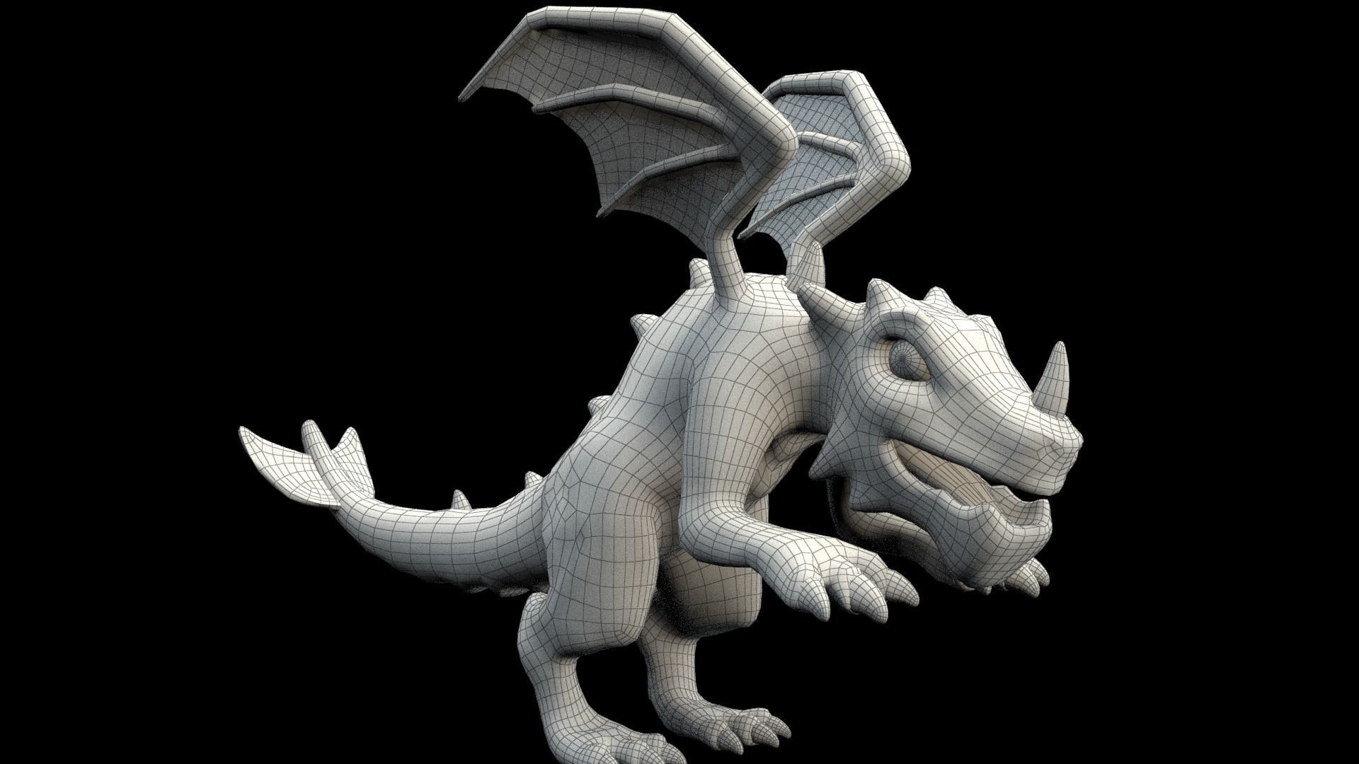 cartoon frost dragon Low-poly 3D model_12