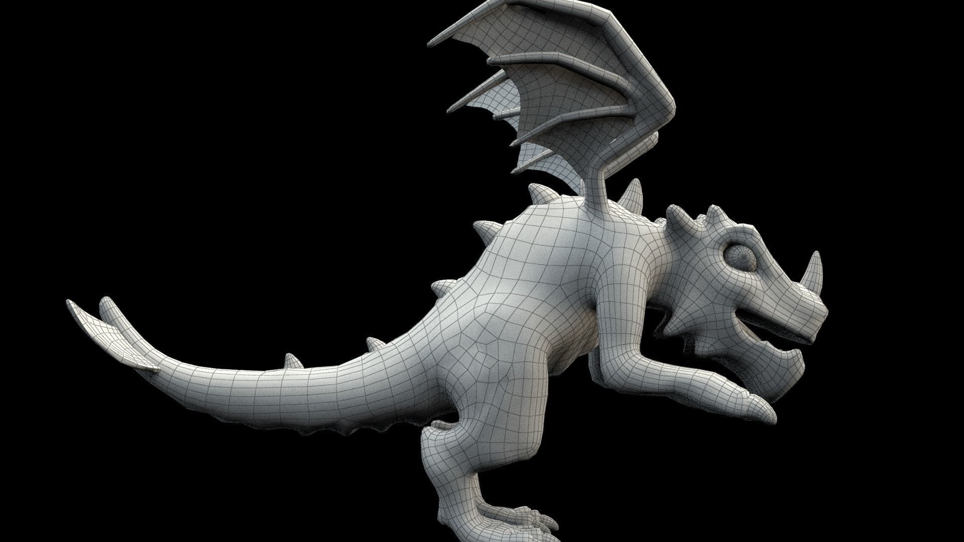 cartoon frost dragon Low-poly 3D model_13