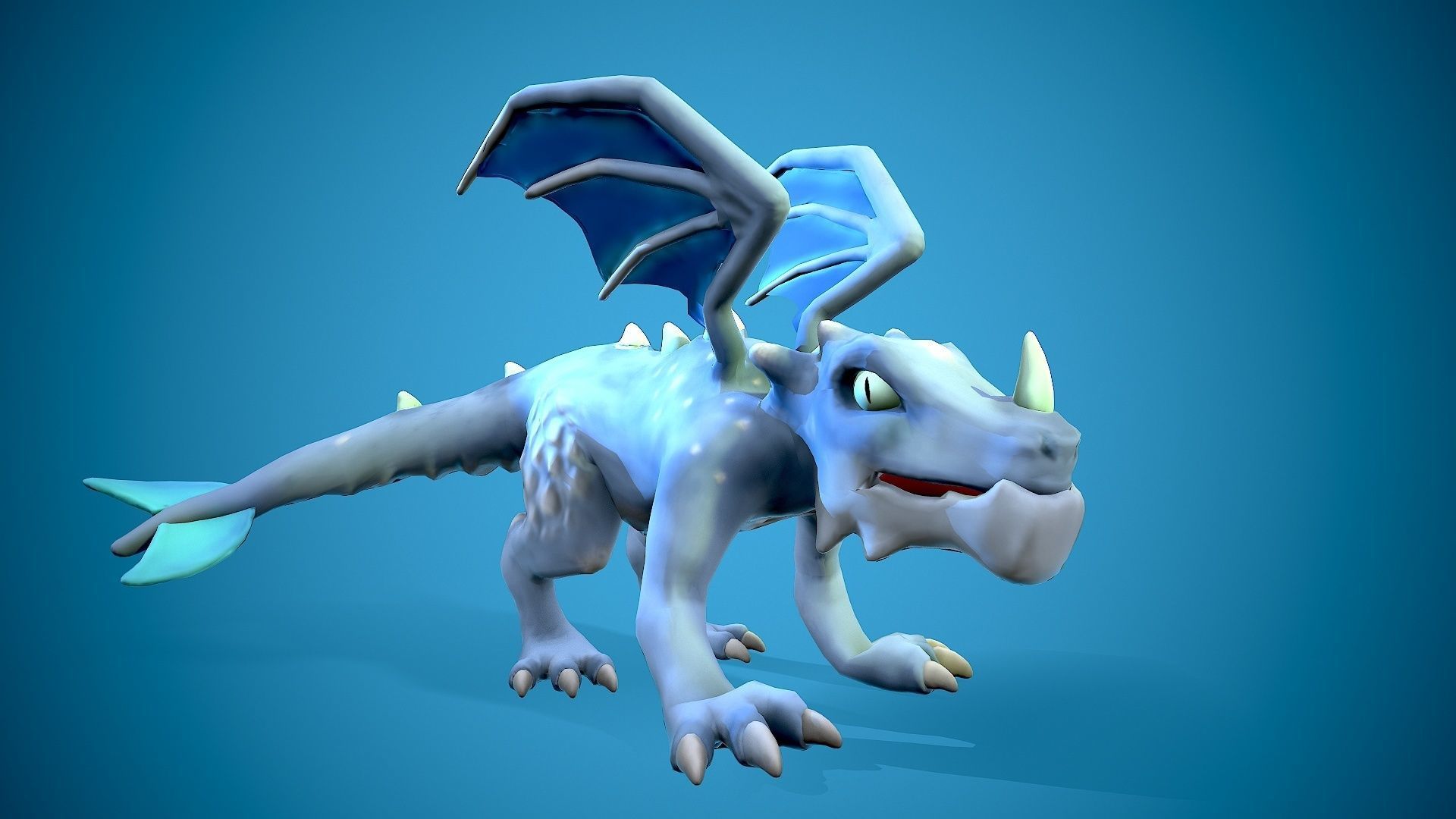 cartoon frost dragon Low-poly 3D model_2