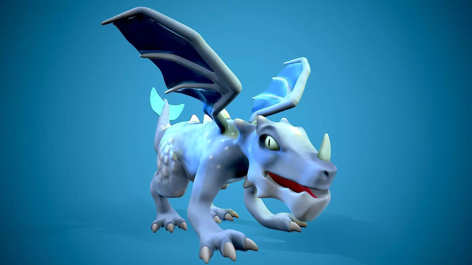 cartoon frost dragon Low-poly 3D model_0