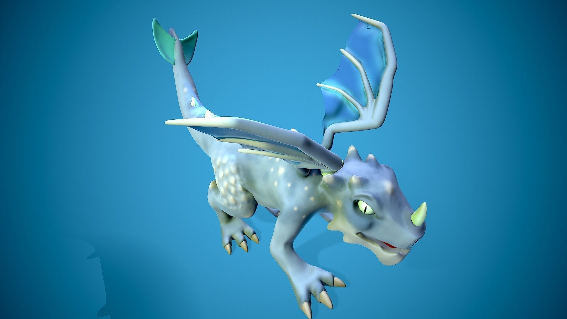 cartoon frost dragon Low-poly 3D model_4