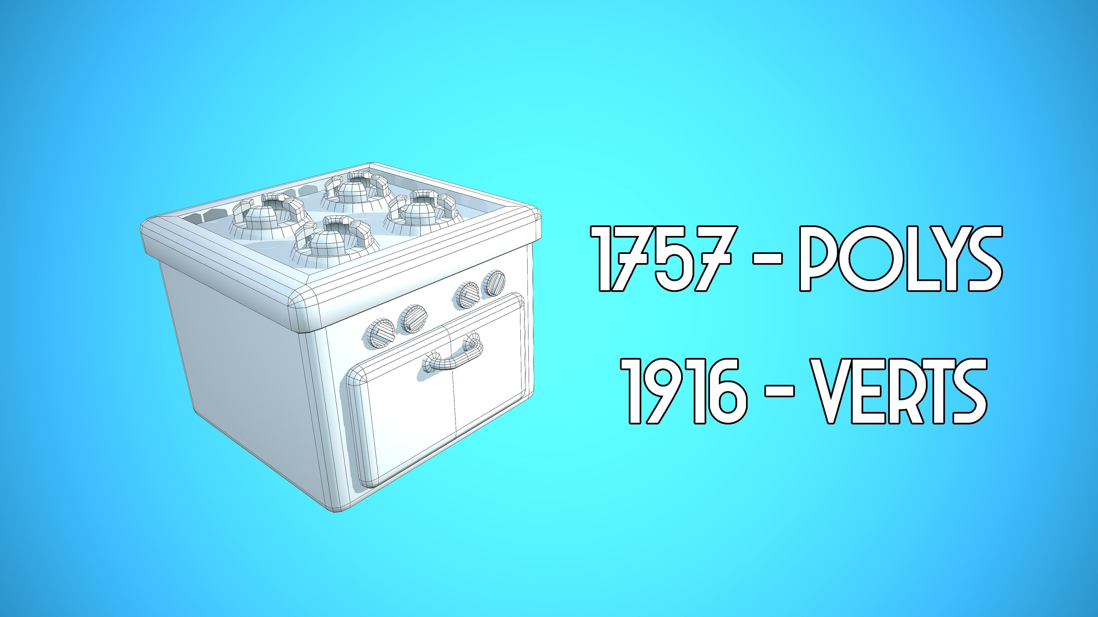 GAS COOKER AND OVEN KITCHEN CARTOON STYLIZED Low-poly 3D model_4