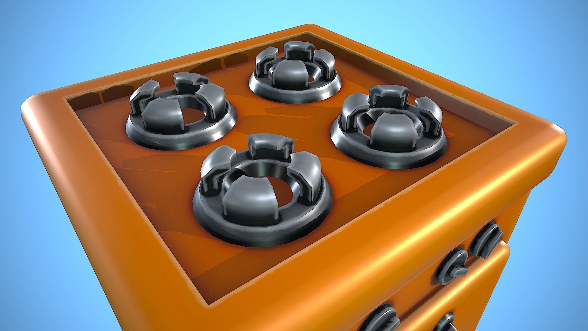 GAS COOKER AND OVEN KITCHEN CARTOON STYLIZED Low-poly 3D model_12