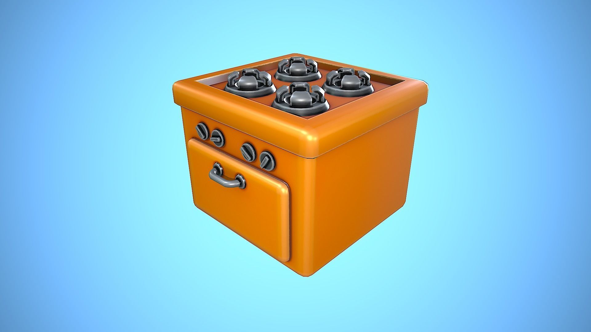 GAS COOKER AND OVEN KITCHEN CARTOON STYLIZED Low-poly 3D model_7