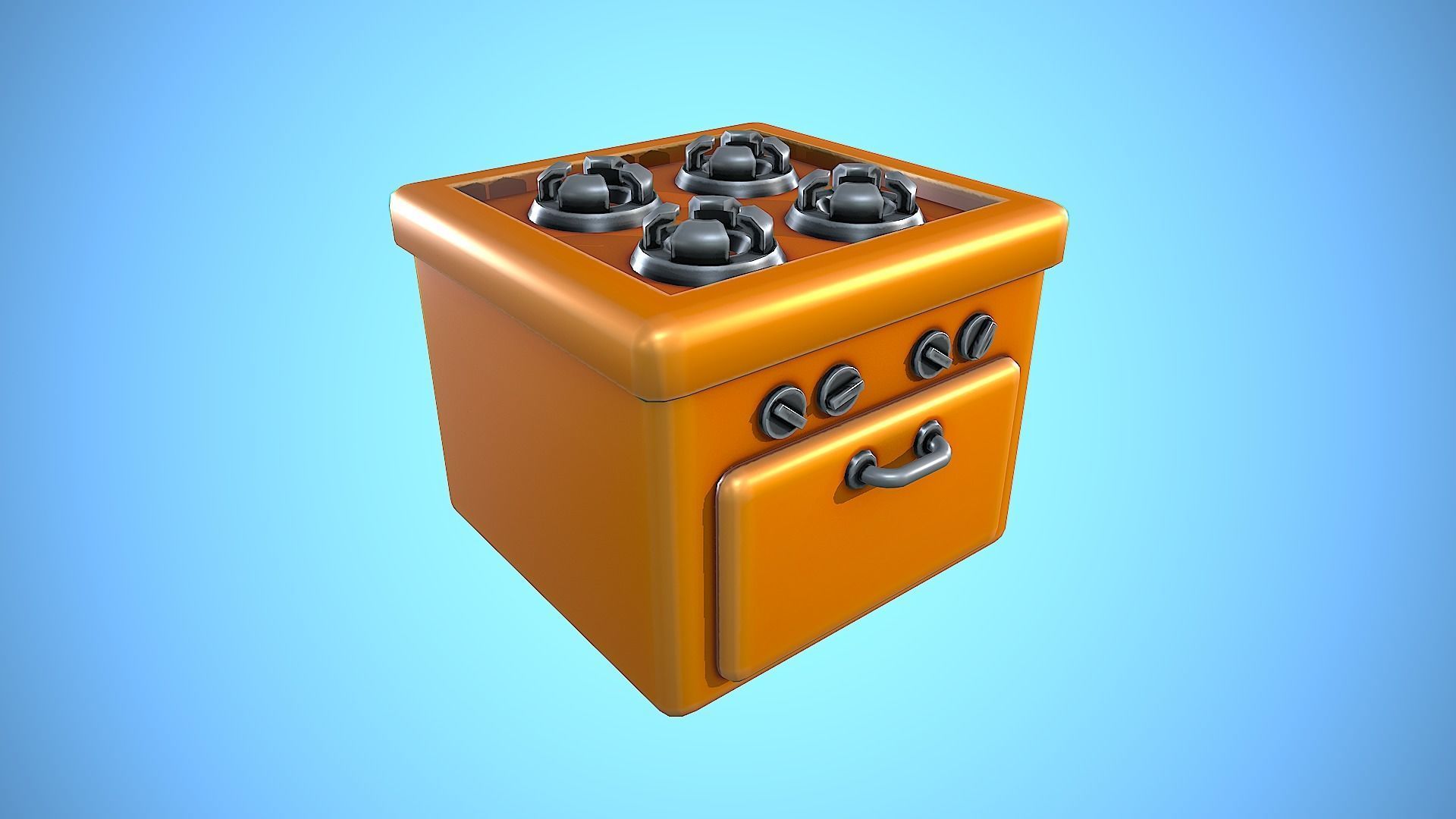 GAS COOKER AND OVEN KITCHEN CARTOON STYLIZED Low-poly 3D model_5