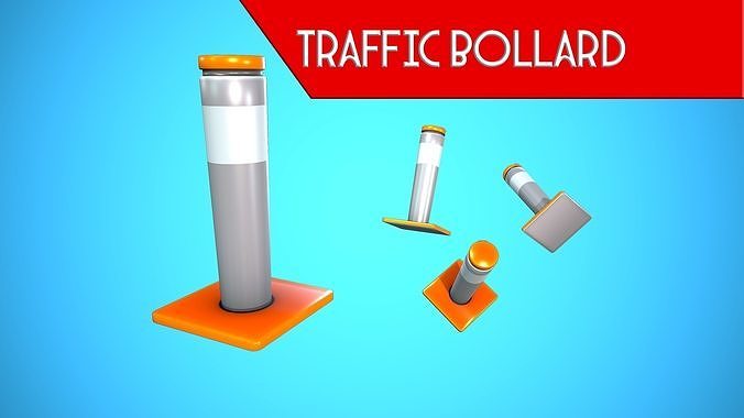 TRAFFIC BOLLARD CARTOON STYLIZED Low-poly 3D model