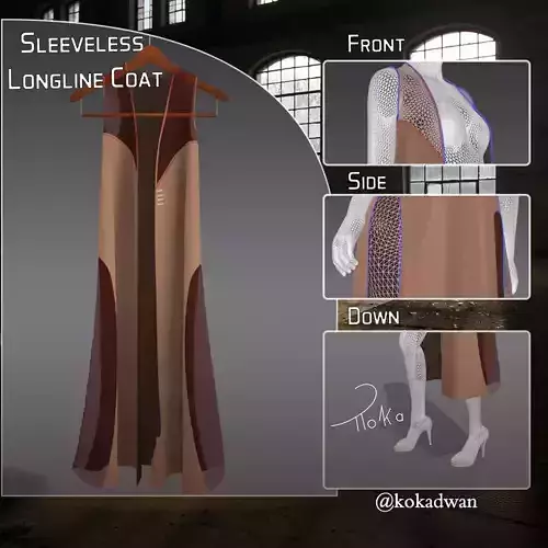 sleeveless longline coat open