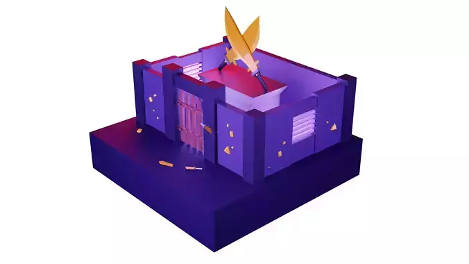 Game level For mobile or computer games Low-poly