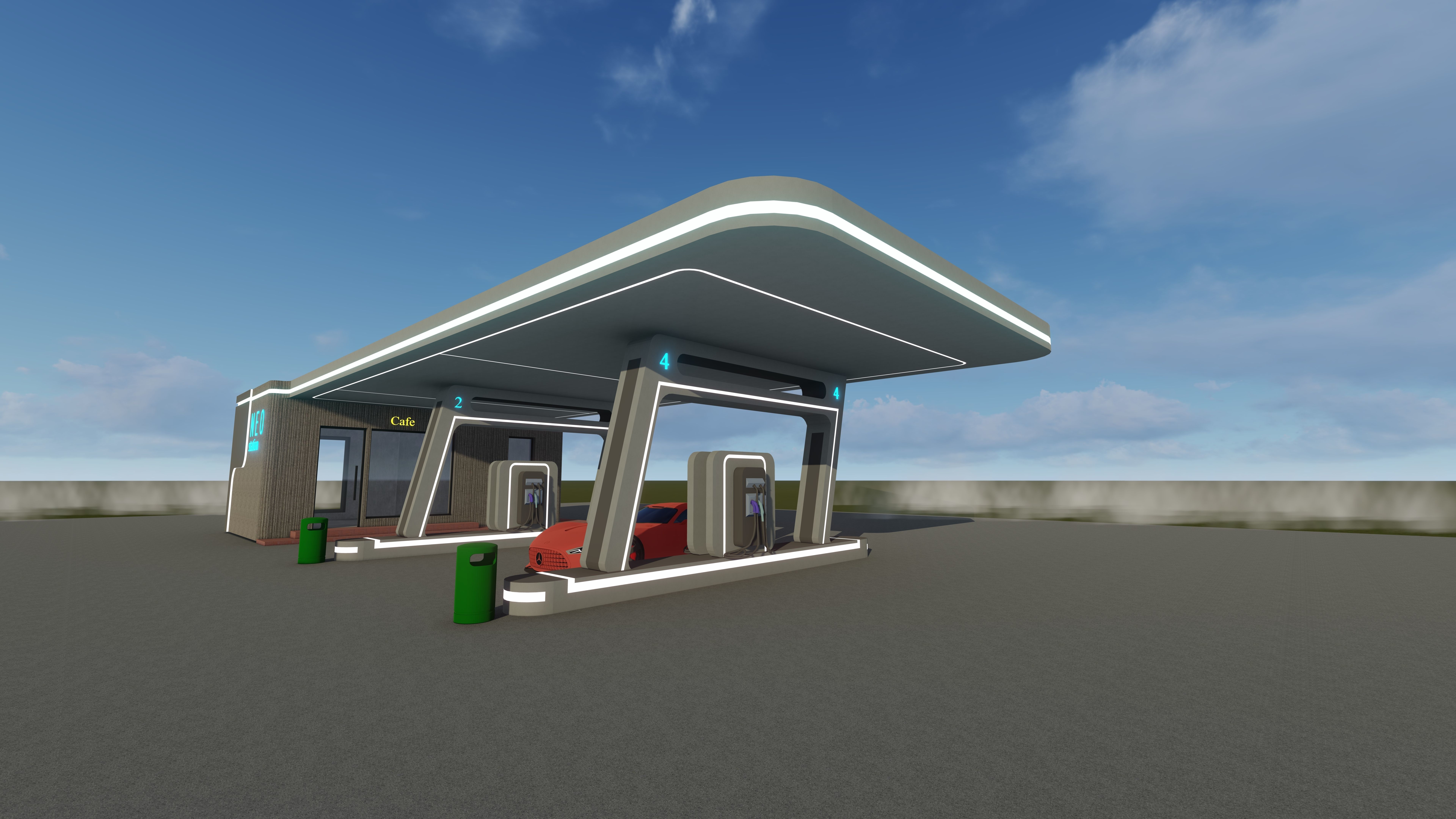 Electric Vehicle Charging Station 1 3D model_7