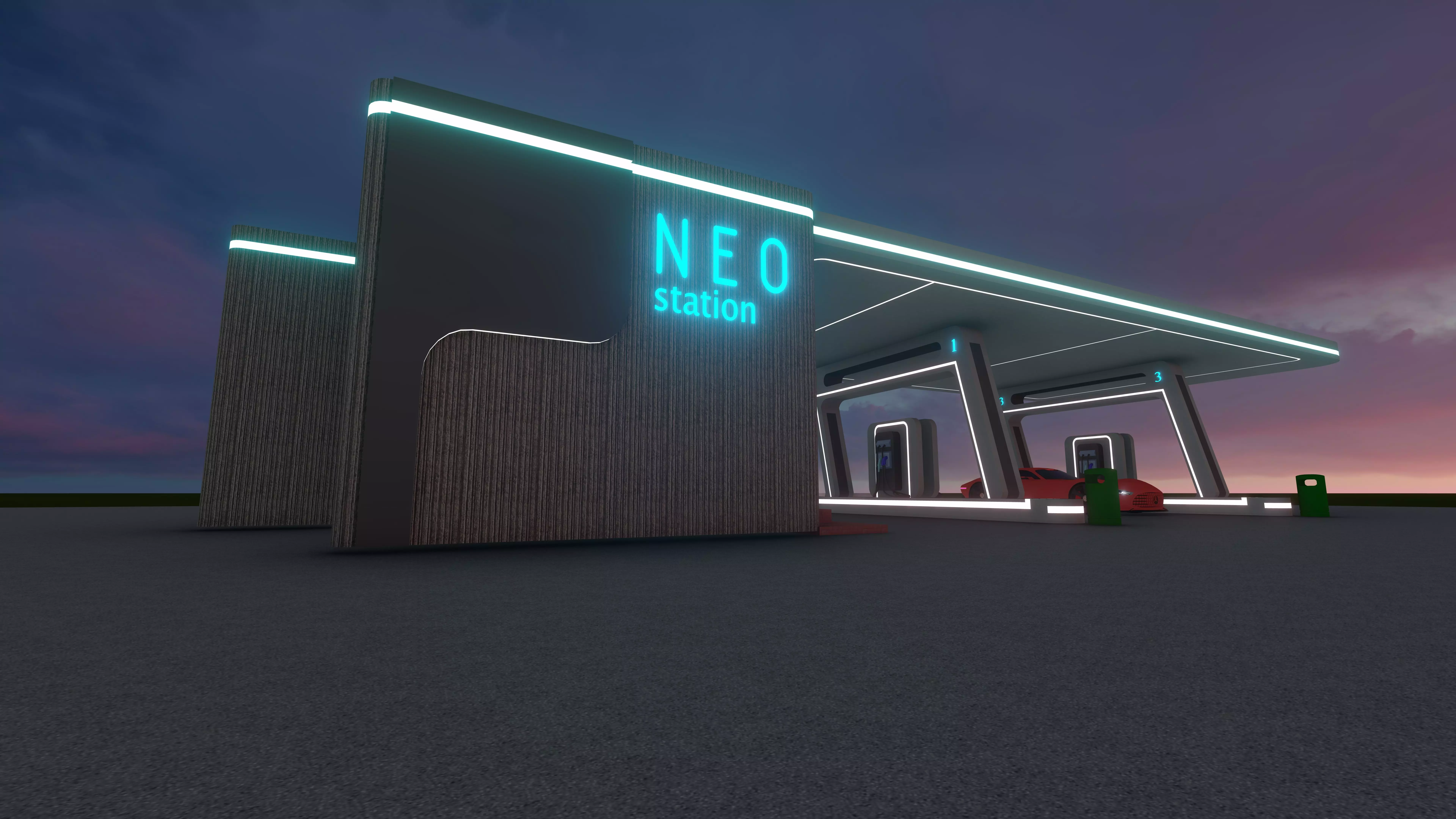 Electric Vehicle Charging Station 1 3D model_0