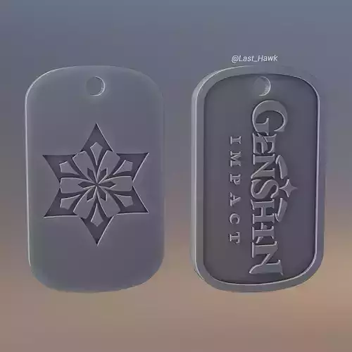 Cryo dogtag Genshin Impact 3D print model