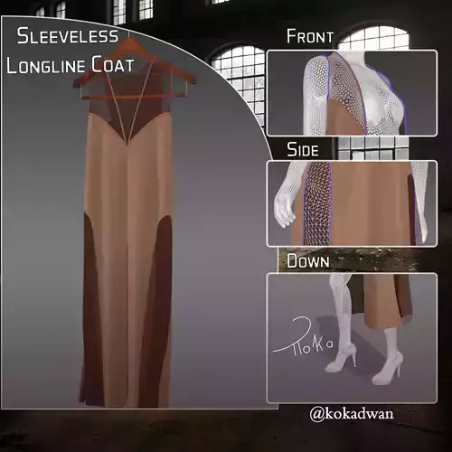 sleeveless longline coat close