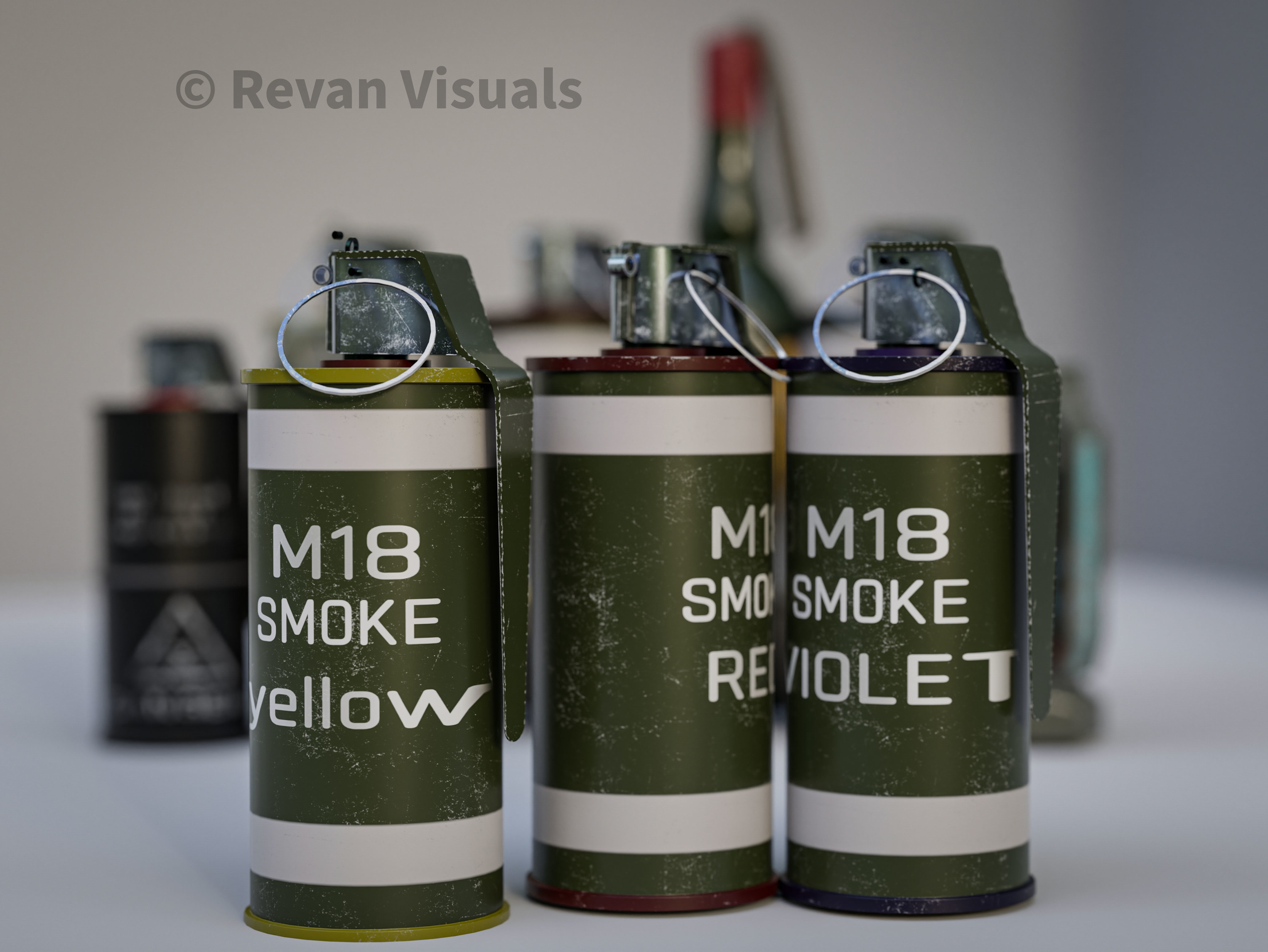Hand Grenades and explosives Pack Low-poly 3D model_6