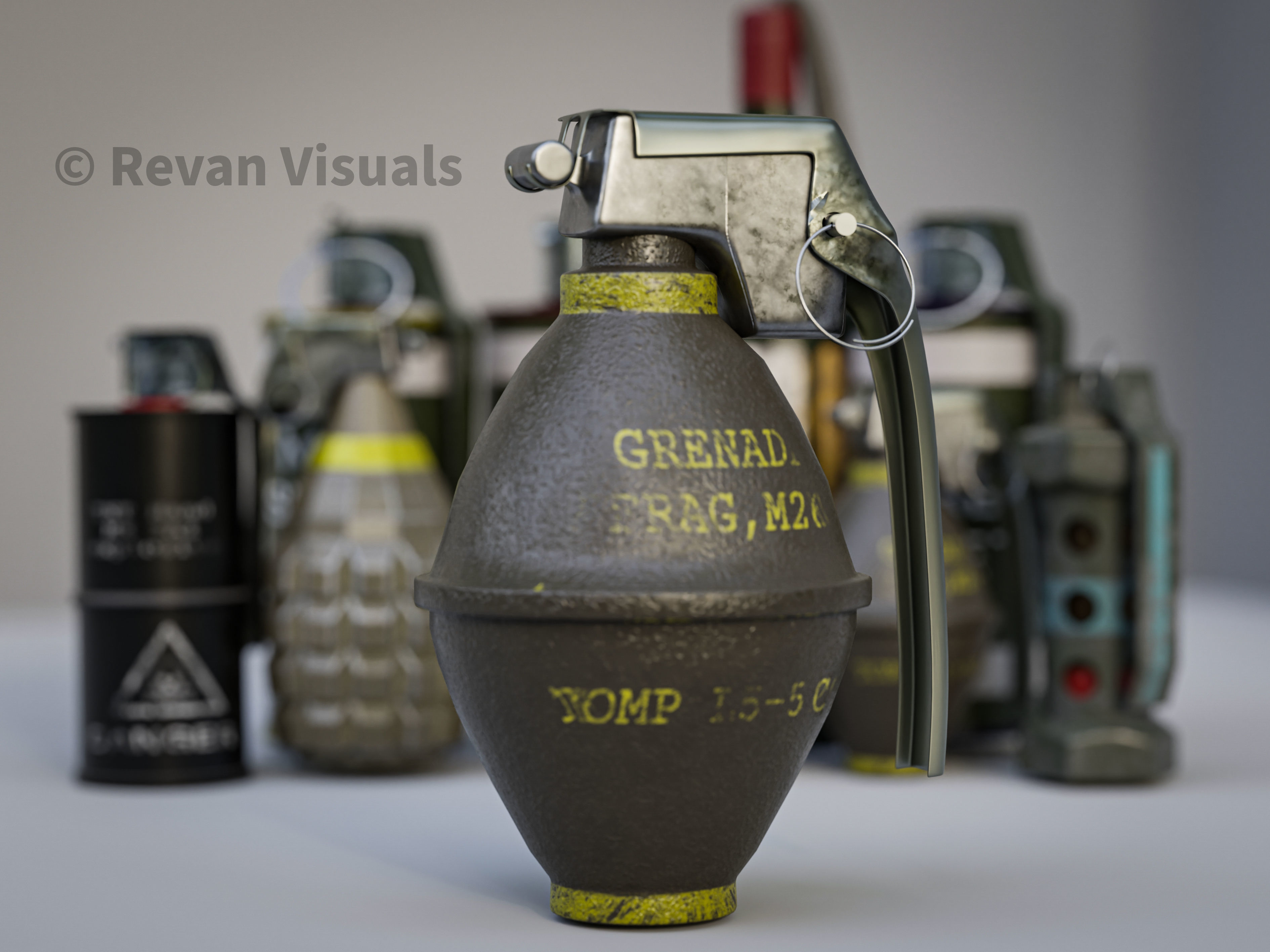 Hand Grenades and explosives Pack Low-poly 3D model_4