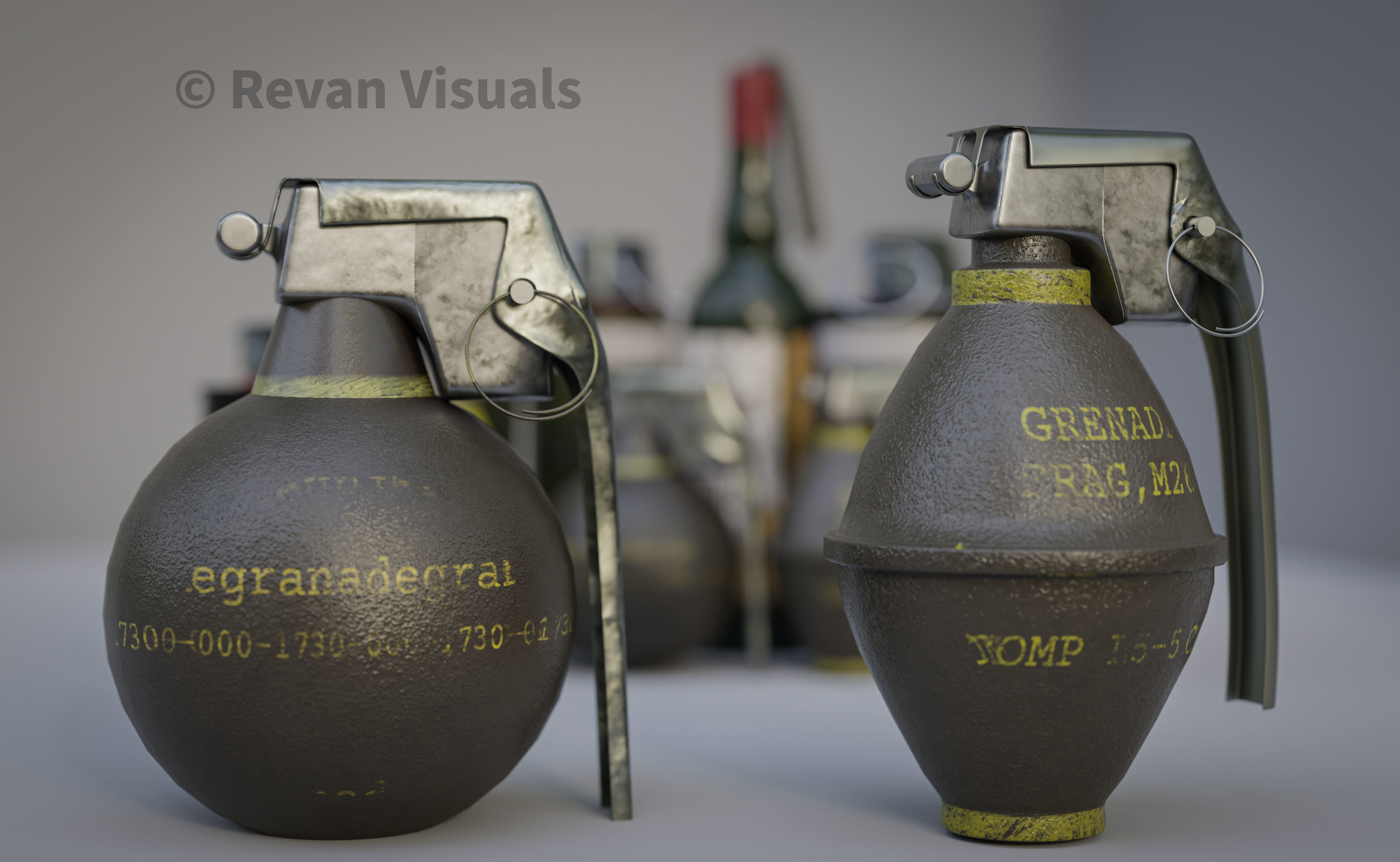 Hand Grenades and explosives Pack Low-poly 3D model_5