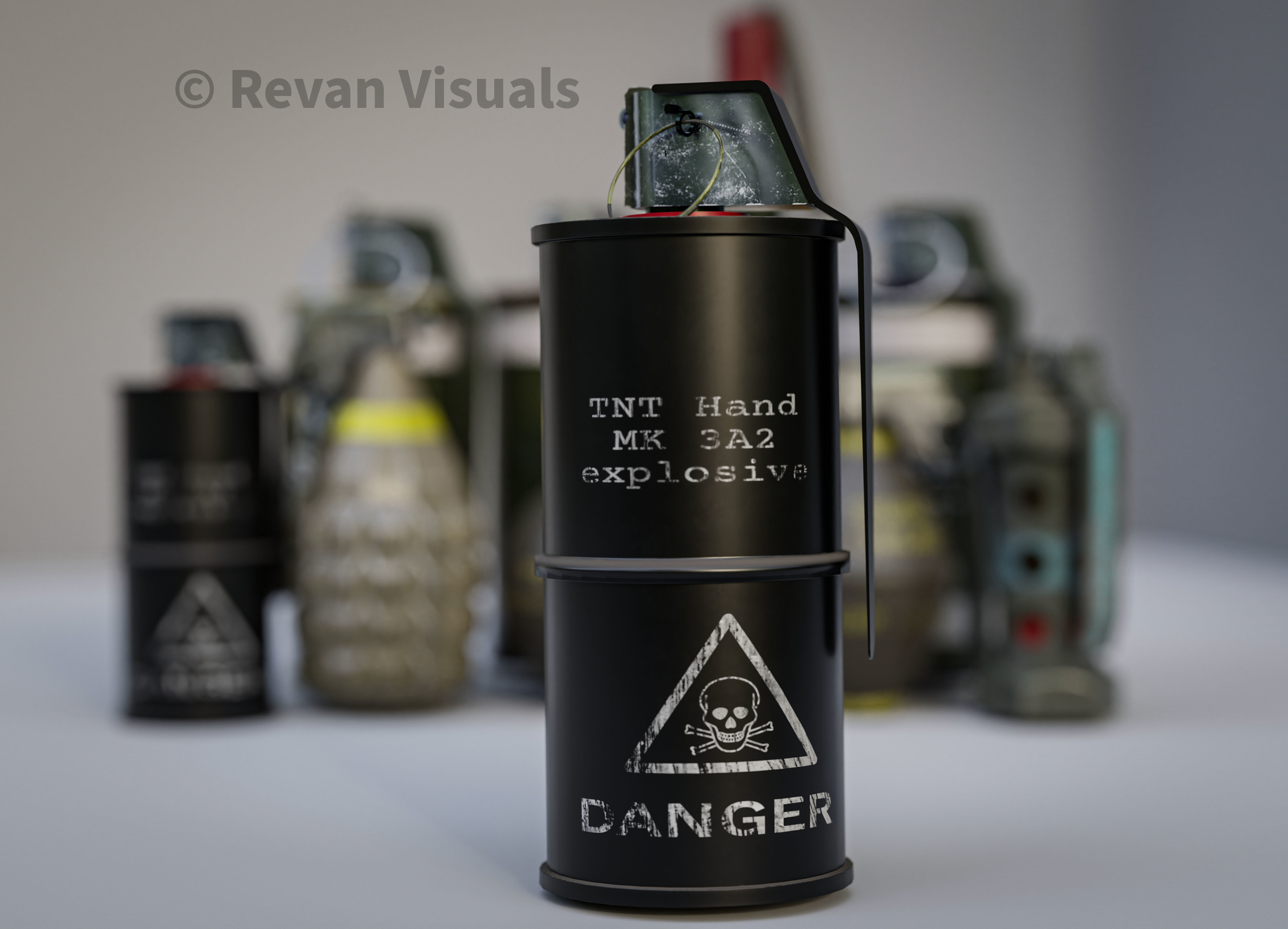 Hand Grenades and explosives Pack Low-poly 3D model_2
