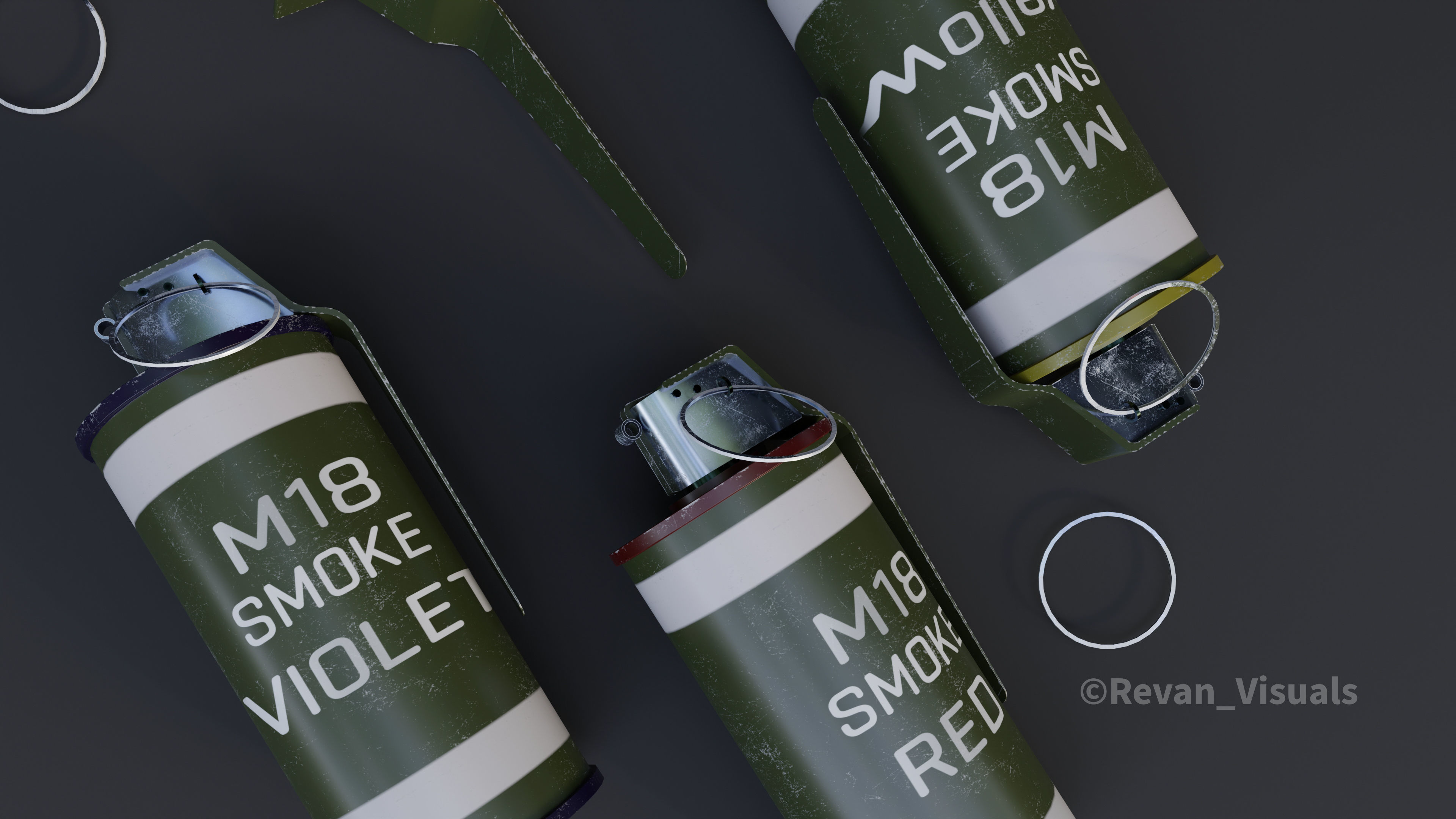 Hand Grenades and explosives Pack Low-poly 3D model_8