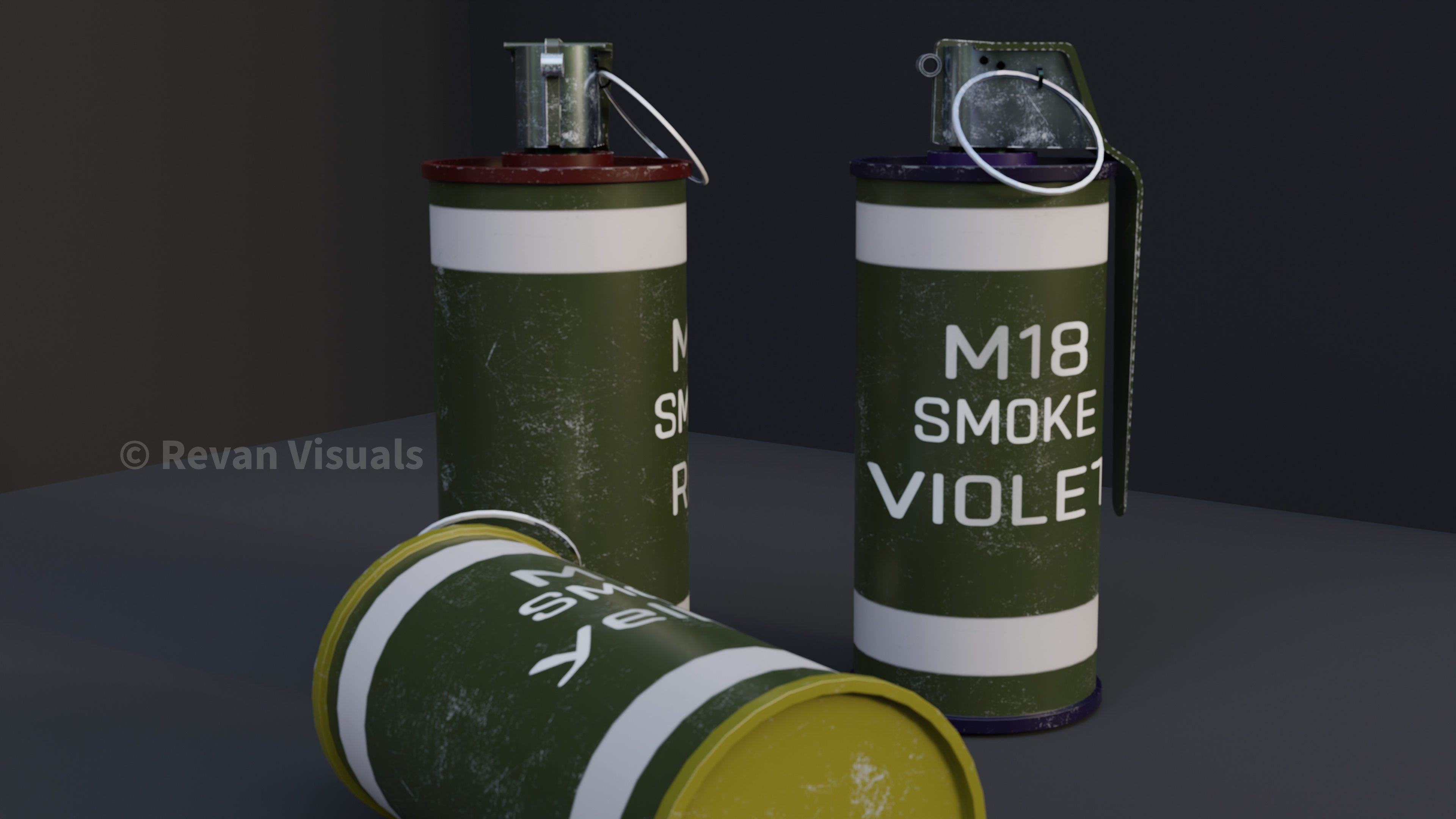 Hand Grenades and explosives Pack Low-poly 3D model_7