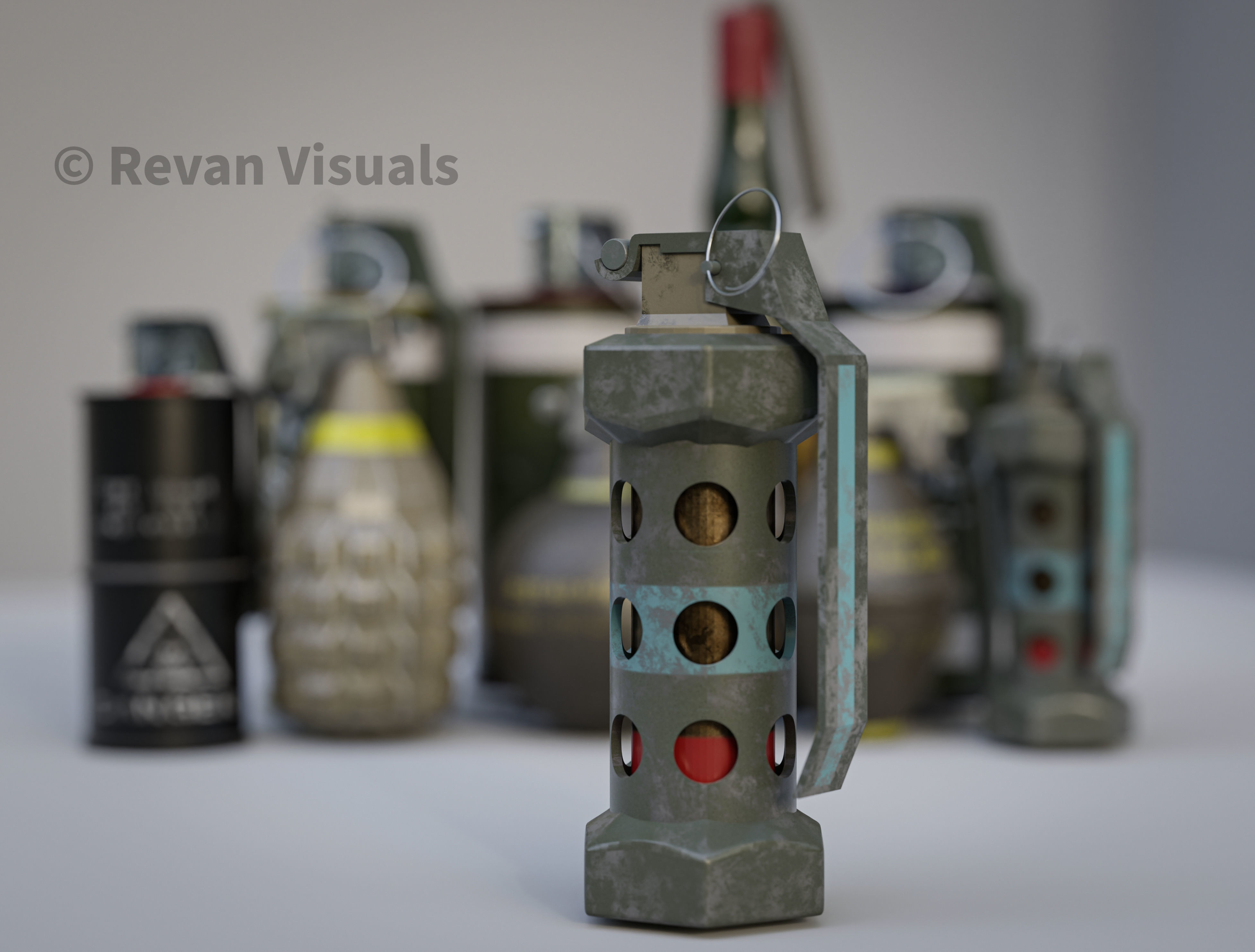 Hand Grenades and explosives Pack Low-poly 3D model_3