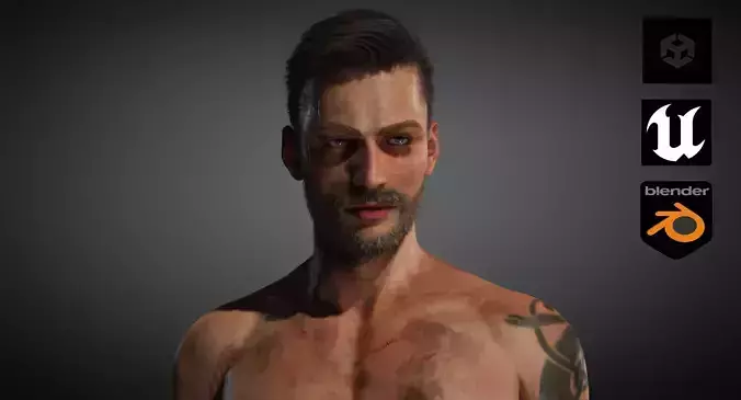 Realistic 3D Model of a Man with Minor Injuries 3D model
