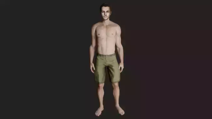 Handsome young man in shorts 3D model