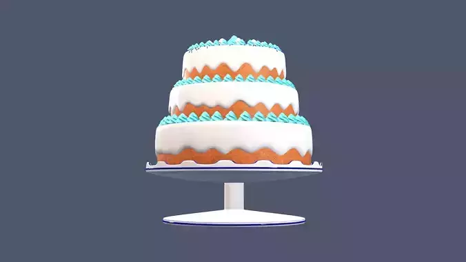 Cake Blue and White Cream 3D model