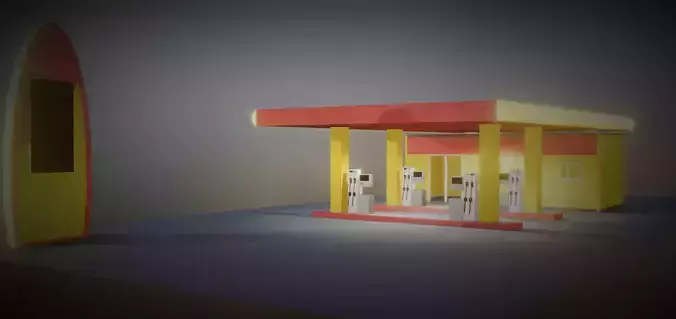 Lowpoly gas station 