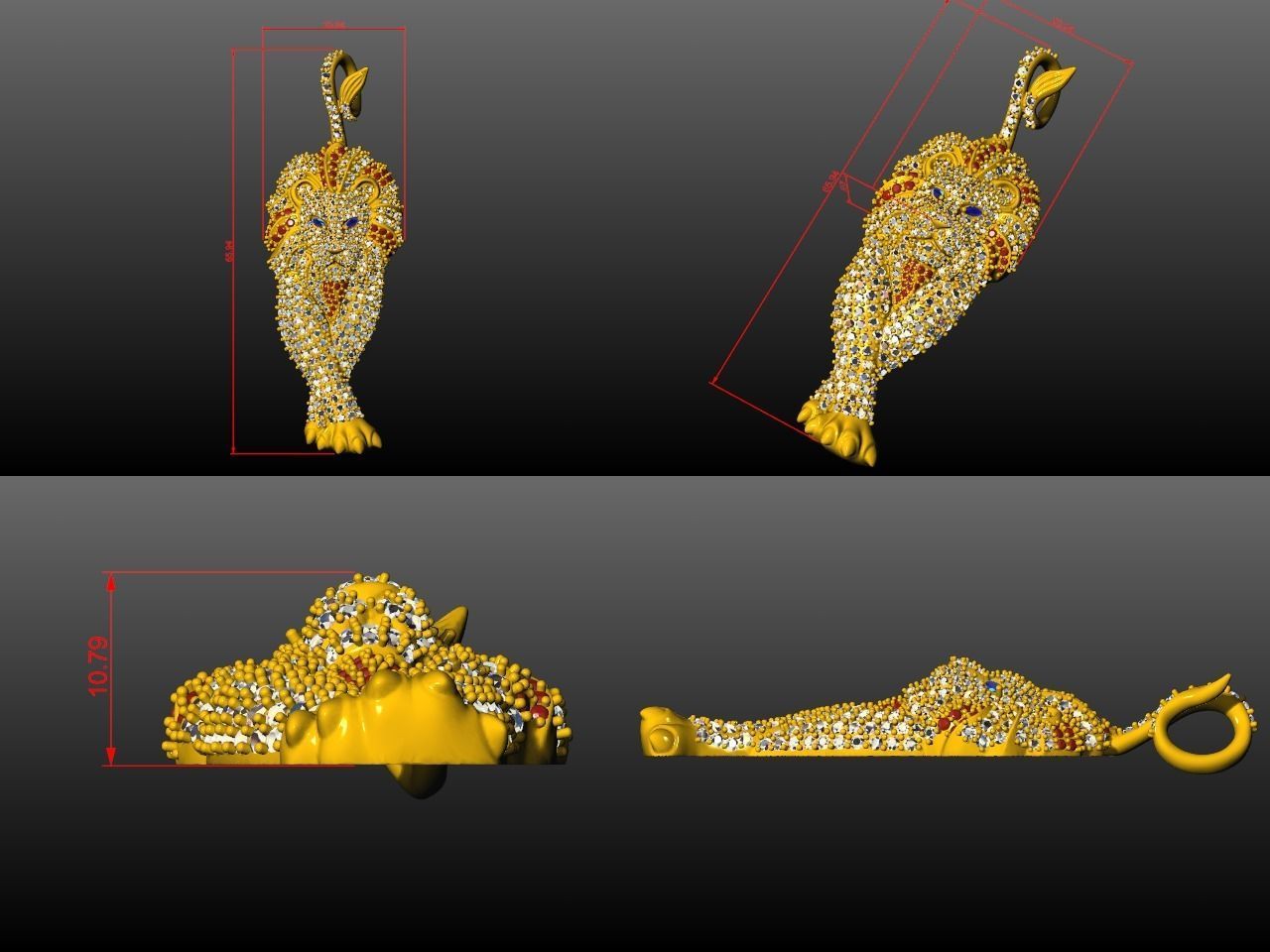 lion pendant  3D print model_1